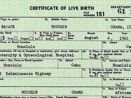Baraq Obama birth certificate