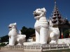Chinthe statues at Burmese Buddhist temple